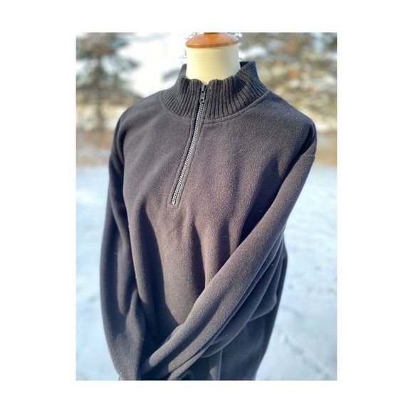 Black Thick Fleece 1/2 Zip Pullover Sweater 3X - Picture 1 of 12